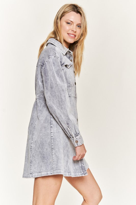 Bohemian Country Western Washed Corduroy Mini Dress