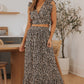 Boho Floral Printed Tie Back Cropped Top and Maxi Skirt Set