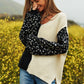 Bohemian Leopard Oversized Half and Half Pullover Sweater