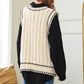 Bohemian Solid V-Neck Sleeveless Pocket Detail Sweater