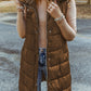 Bohemian Black Longline Hooded Sleeveless Puffer Vest
