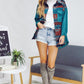 Bohemian Plaid Aztec Printed Button Down Long Sleeve Shirt Jacket