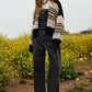 Bohemian Chunky Knit Multi-Striped Open Sweater Cardigan