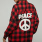 Bohemian Plaid Embroidered Peace Patch Button Down Jacket
