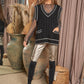 Bohemian Solid V-Neck Sleeveless Pocket Detail Sweater