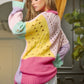 Bohemian Rocker Color Block Distressed Detail Pullover Sweater