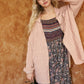 Bohemian Pattern Knit Oversized Solid Button Down Cardigan
