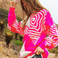 Bohemian Chunky Knit Pattern Detail Pullover Sweater Top