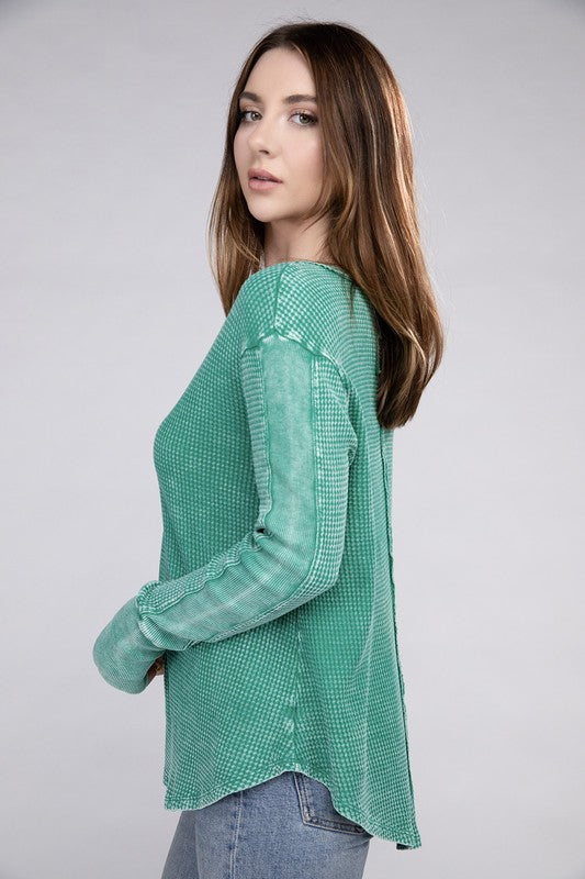 Bohemian Washed Baby Waffle Long Sleeve Top