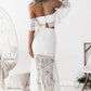 Boho Chic Off Shoulder Lace Crop Top and Skirt Dress
