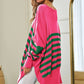 Bohemian Multi Striped Elbow Patch Loose Fit Sweater Top