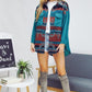 Bohemian Plaid Aztec Printed Button Down Long Sleeve Shirt Jacket