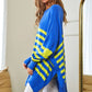 Bohemian Multi Striped Elbow Patch Loose Fit Sweater Top