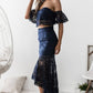 Boho Chic Off Shoulder Lace Crop Top and Skirt Dress