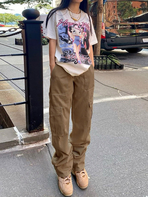 Women’s Loose Fit Low Rise Trendy Cargo Pants