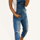 Women's Ripped Skinny Denim Overalls
