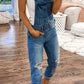 Women's Ripped Skinny Denim Overalls
