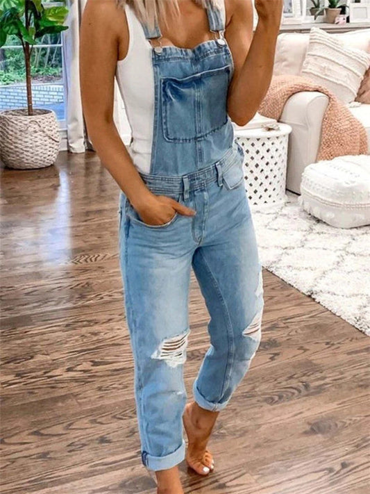 Debra Denim Bermuda Shorts Overall Romper