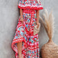 Summer Floral Printed Off the Shoulder Maxi Dress