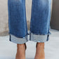 Women's Denim Washed High Waist Crossover Waist Jeans