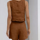 SALE Casual Cotton Sleeveless Square Neck Top + Shorts Two-Piece Set