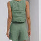 SALE Casual Cotton Sleeveless Square Neck Top + Shorts Two-Piece Set