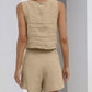 SALE Casual Cotton Sleeveless Square Neck Top + Shorts Two-Piece Set