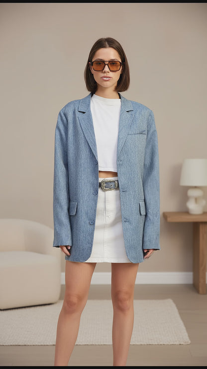 Alana Oversized Denim Blue Blazer