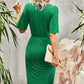 Dierdre Boho Surplice Neck Dropped Shoulder Ruched Dress