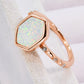 Boho Minimalist Opal Hexagon 925 Sterling Silver Ring