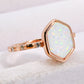 Boho Minimalist Opal Hexagon 925 Sterling Silver Ring