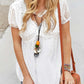 Boho Swiss Dot Lace Trim Puff Sleeve Blouse