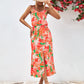 Gia Floral Printed Spaghetti Strap Front Slit Midi Dress