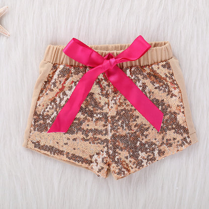 Little Girls - Big Girls Bohemian Sequin Elastic Waist Shorts