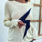 Boho Distressed Lightning Bolt Graphic Sweater