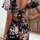 Bohemian Floral Cutout Tie Back Romper