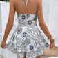 Boho Bandana Printed Tie Front Halter Neck Romper