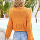 Drawstring Hem Round Neck Cropped Sweater Top