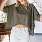 Distressed Asymmetric Hem Cropped Tee Shirt
