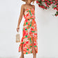 Gia Floral Printed Spaghetti Strap Front Slit Midi Dress