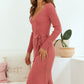 Bohemian Ribbed V-Neck Tie Waist Pencil Dress