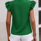 Bright Green Boho Notched Neck Butterfly Sleeve Blouse