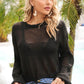 Drawstring Hem Round Neck Cropped Sweater Top