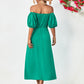 Hillary Boho Off the Shoulder Balloon Sleeve Midi Dress
