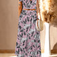 Boho Floral Printed Tie Back Cropped Top and Maxi Skirt Set