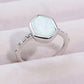Boho Minimalist Opal Hexagon 925 Sterling Silver Ring