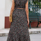 Boho Floral Printed Tie Back Cropped Top and Maxi Skirt Set