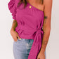 Women's Tied Puff Sleeve One-Shoulder Trendy Top