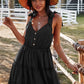 Davina Tie-Shoulder Decorative Button V-Neck Dress