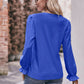 Bohemian Exposed Seam Round Neck Long Sleeve Cropped Top